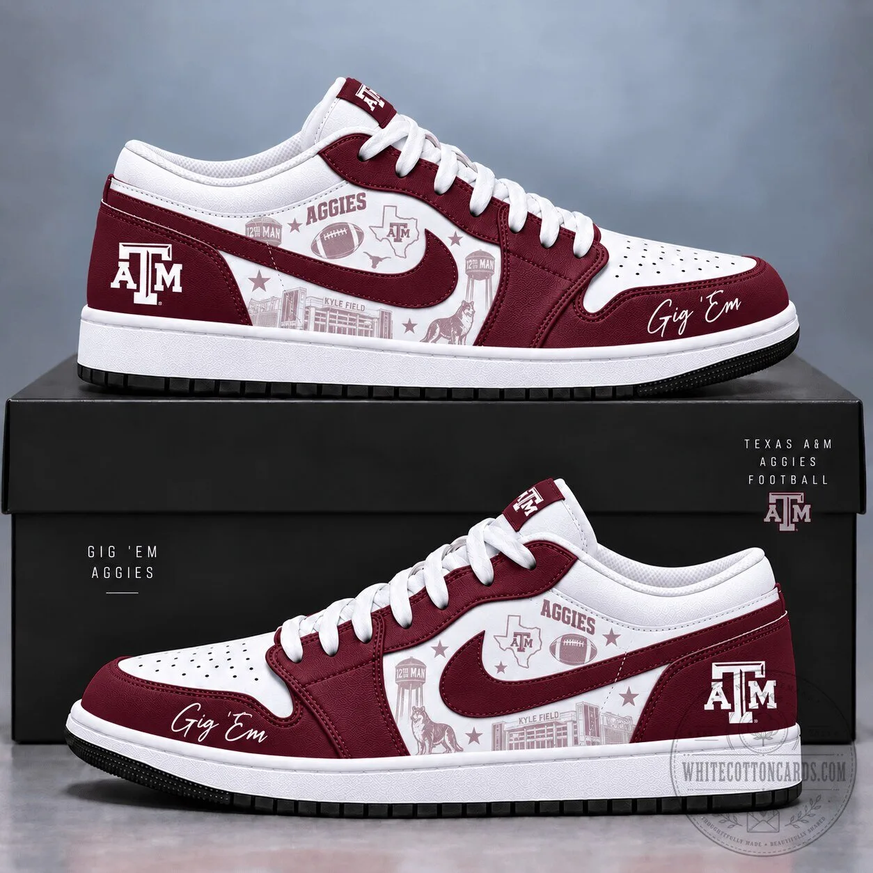Texas A&M Aggies Football Team Fan Branded Athletic Sneakers