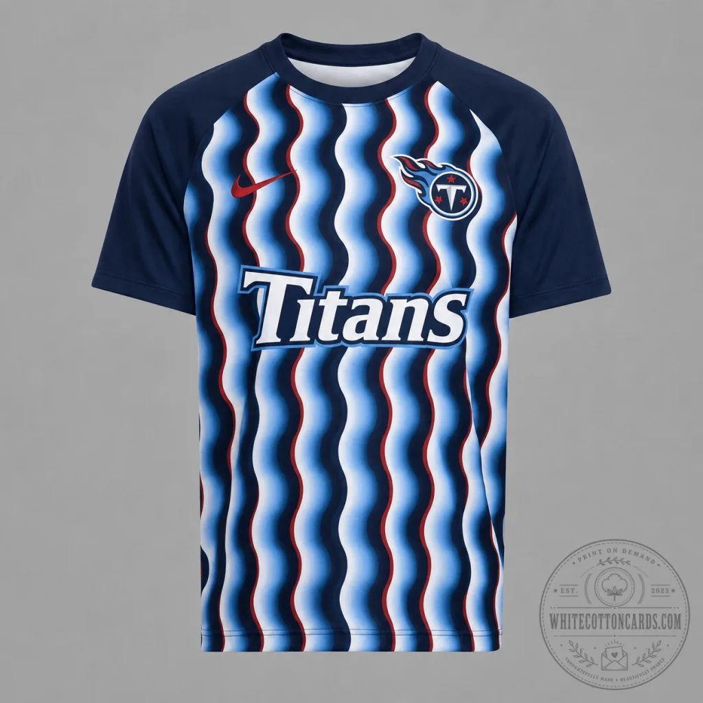 Tennessee Titans NFL Football Wavy Pattern Premium Athletic T-Shirt Tennessee Titans NFL Football Wavy Pattern Premium Athletic T-Shirt