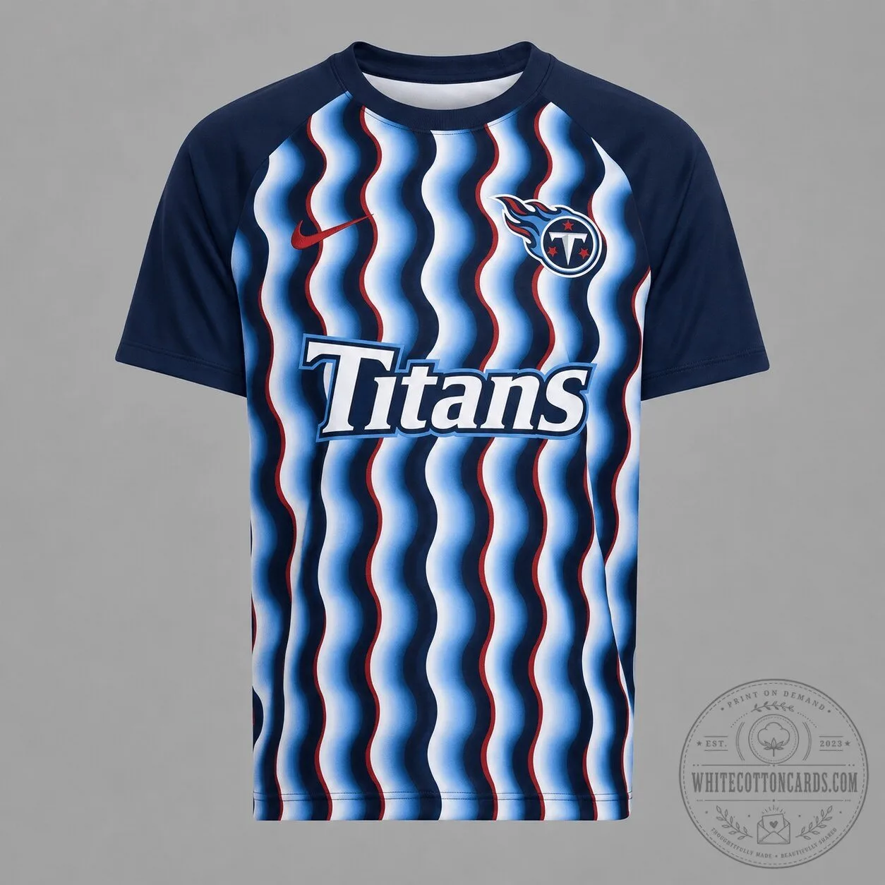 Tennessee Titans NFL Football Wavy Pattern Premium Athletic T-Shirt 1 Tennessee Titans NFL Football Wavy Pattern Premium Athletic T-Shirt