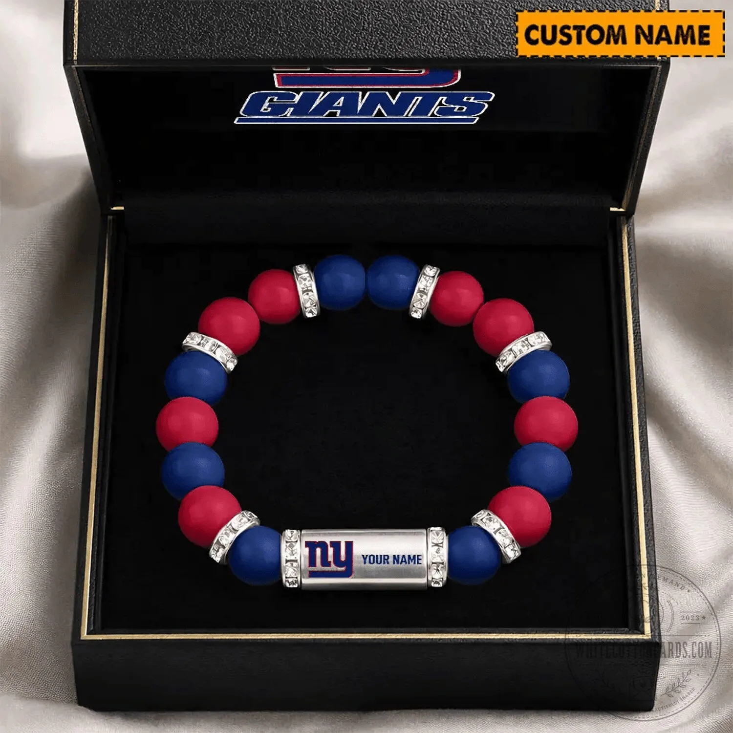 New York Giants NFL Custom Name Beaded Bracelet Gift for Fans