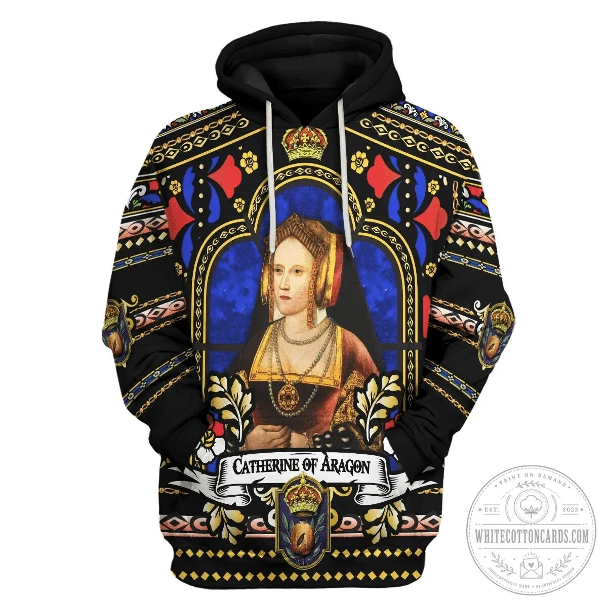 Catherine of Aragon Queen of England Stained Glass Portrait Hoodie Sweatshirt 17 Catherine of Aragon Queen of England Stained Glass Portrait Hoodie Sweatshirt