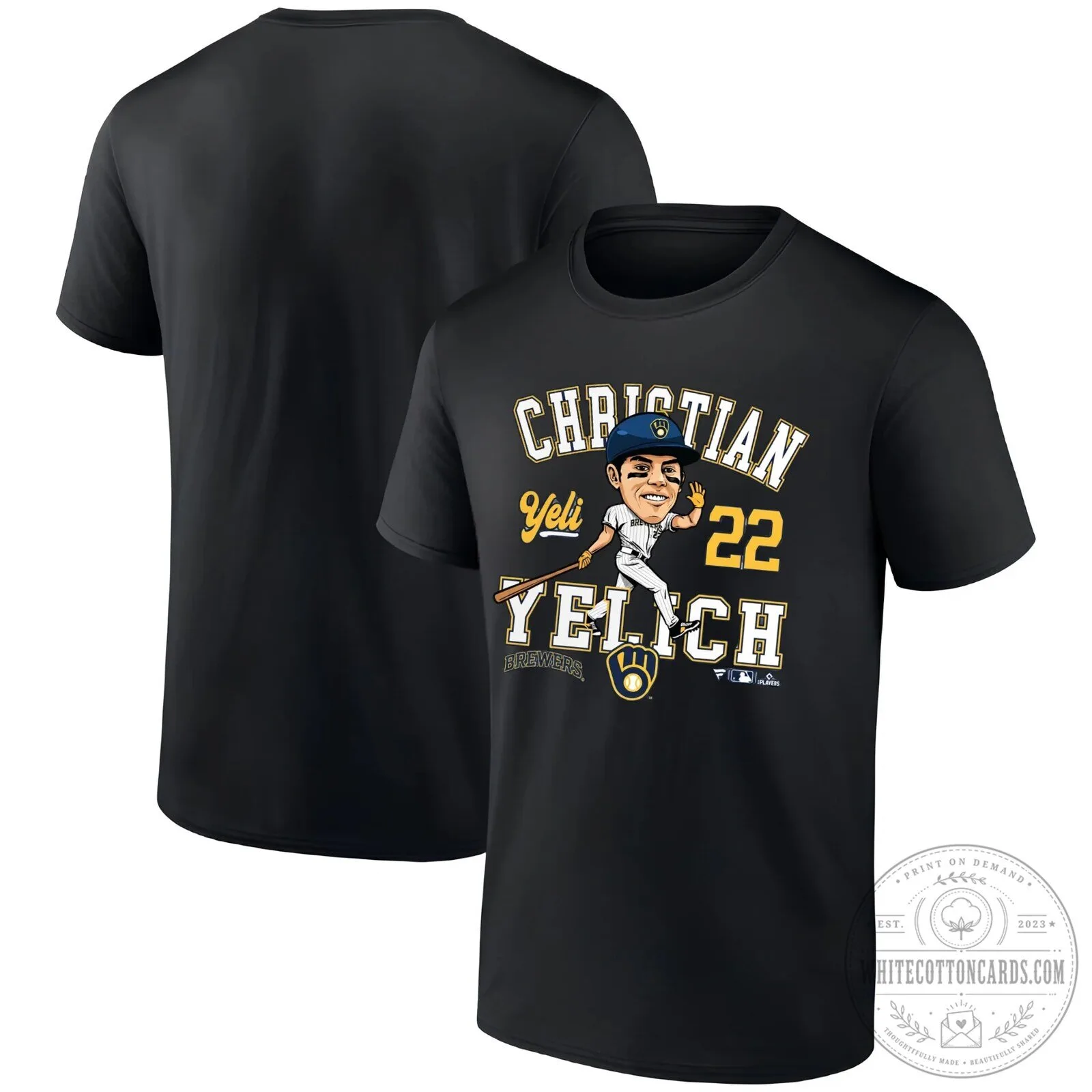 Caricature T-Shirt of Christian Yelich, Milwaukee Brewers Baseball Star 2 Caricature T-Shirt of Christian Yelich, Milwaukee Brewers Baseball Star