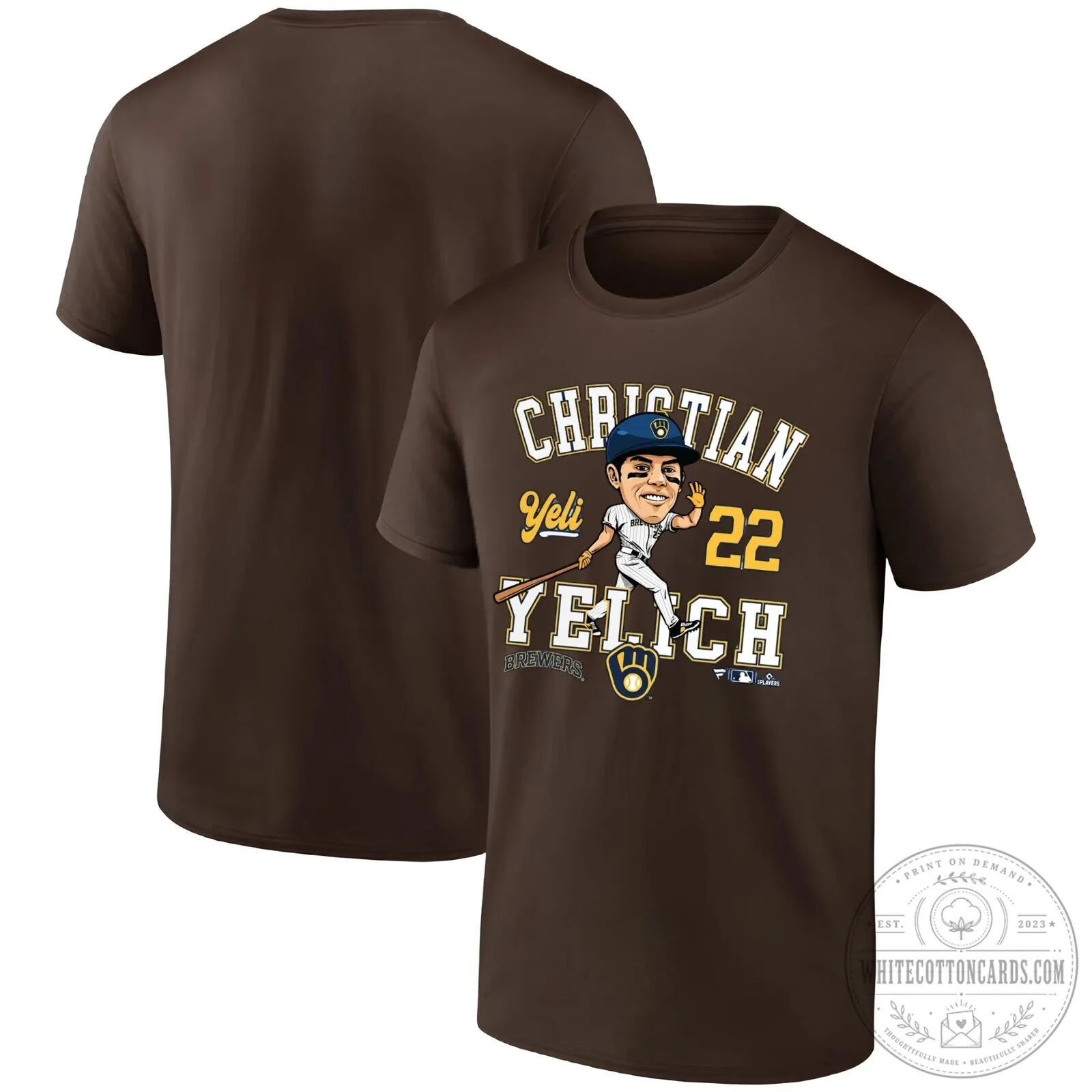 Caricature T-Shirt of Christian Yelich, Milwaukee Brewers Baseball Star 22 Caricature T-Shirt of Christian Yelich, Milwaukee Brewers Baseball Star