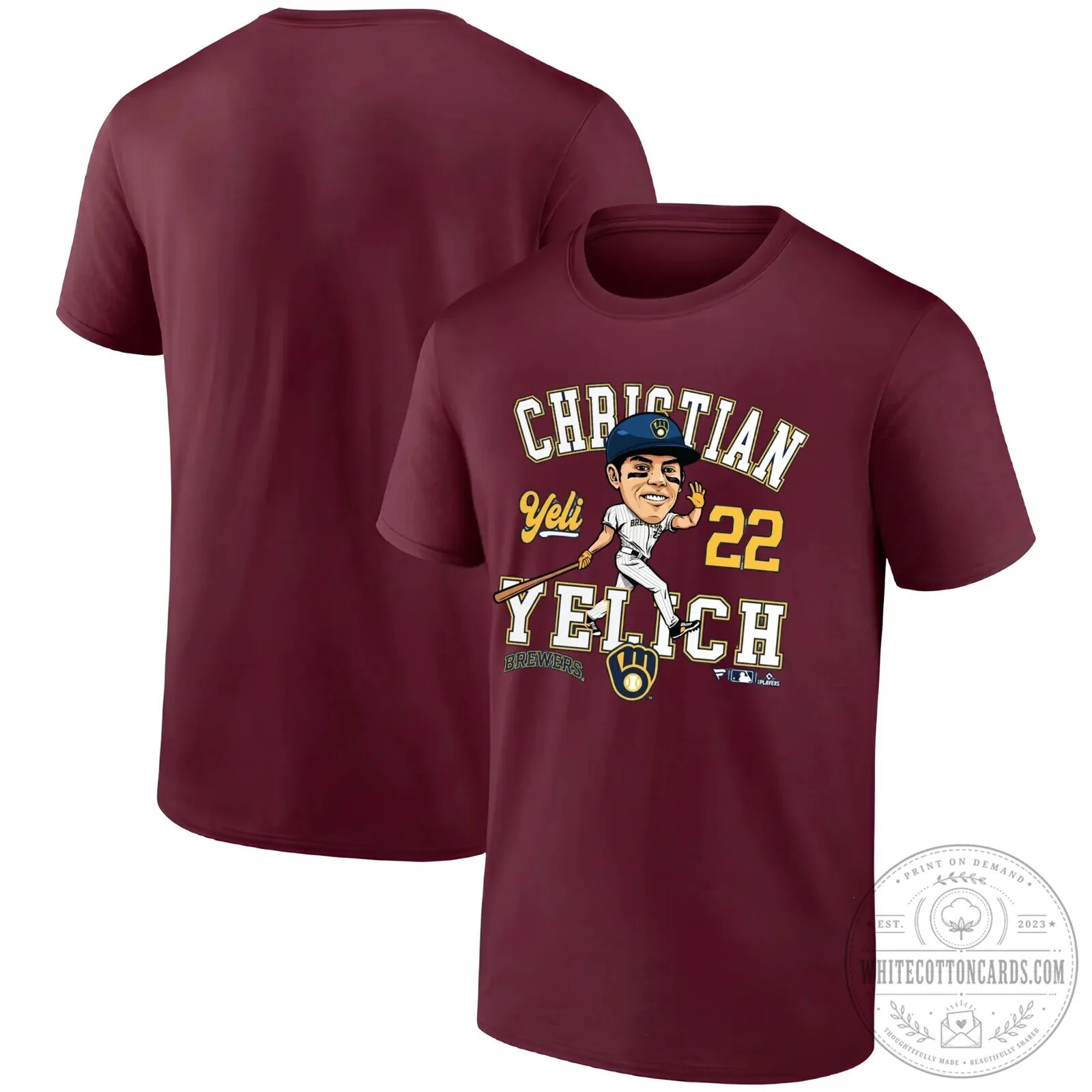 Caricature T-Shirt of Christian Yelich, Milwaukee Brewers Baseball Star 23 Caricature T-Shirt of Christian Yelich, Milwaukee Brewers Baseball Star