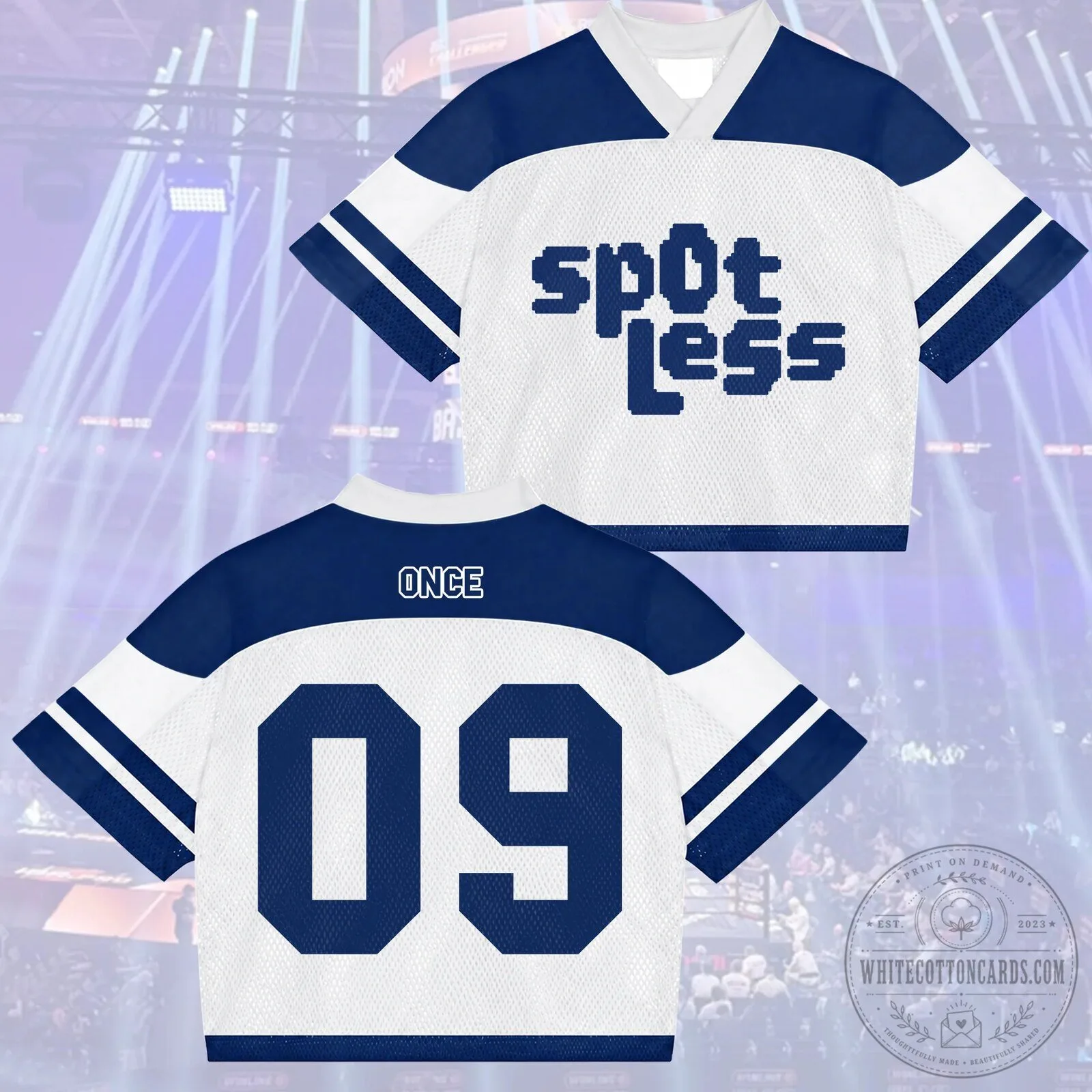 TWICE ONCE Kpop Fandom Spotless White and Blue Mesh Hockey Jersey
