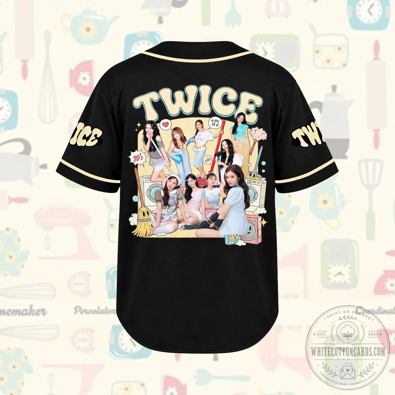 Twice Kpop Girl Group Spotless Black Baseball Jersey 9 Twice Kpop Girl Group Spotless Black Baseball Jersey