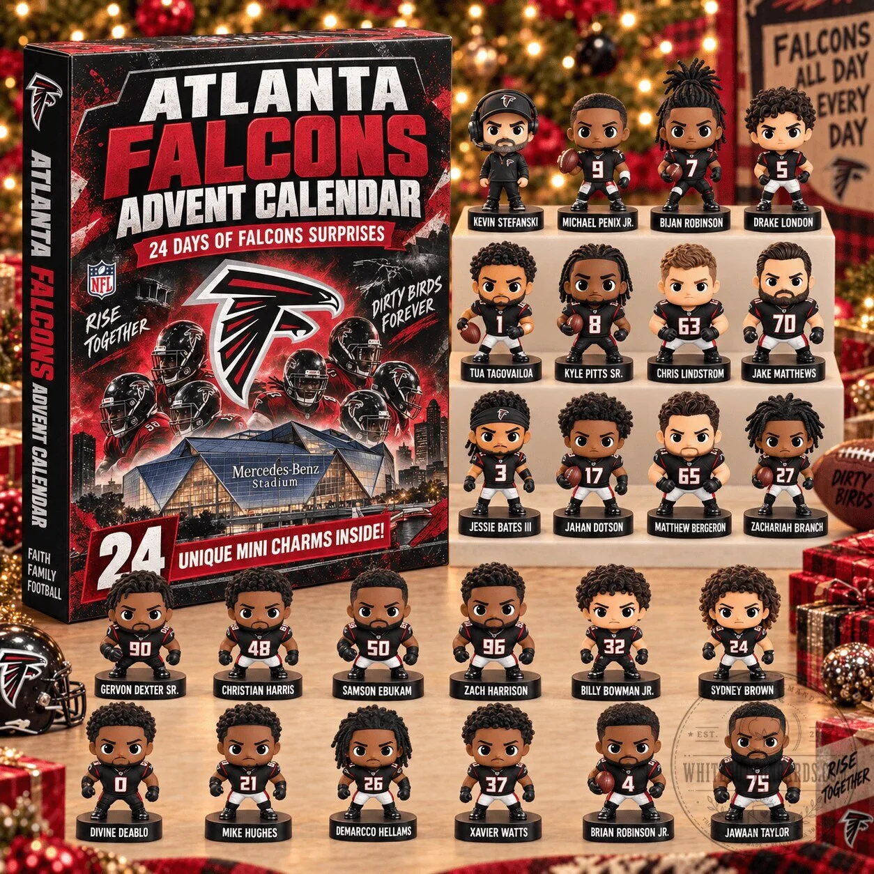 Atlanta Falcons NFL Football Advent Calendar with 24 Unique Mini Charms