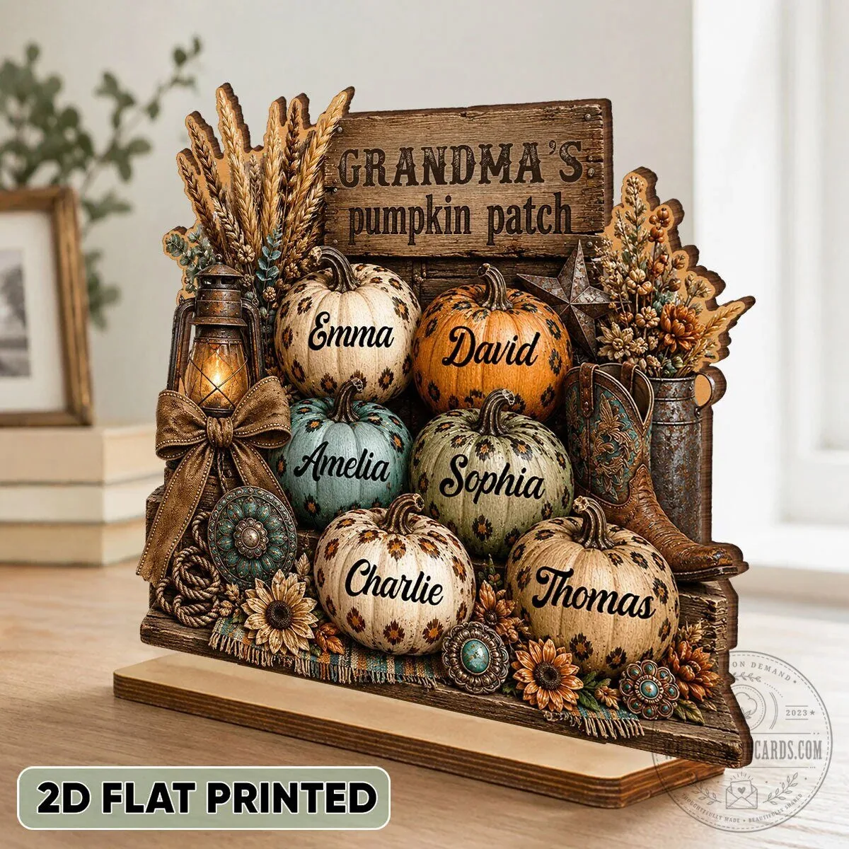 Personalized Grandma's Pumpkin Patch Fall Family Name Wooden Plaque Sign 16 Personalized Grandma