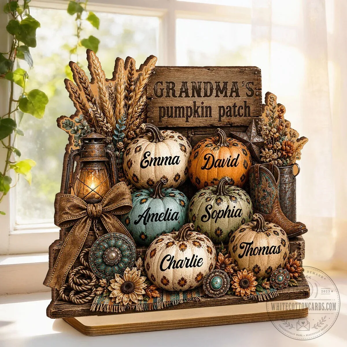 Personalized Grandma's Pumpkin Patch Fall Family Name Wooden Plaque Sign 17 Personalized Grandma