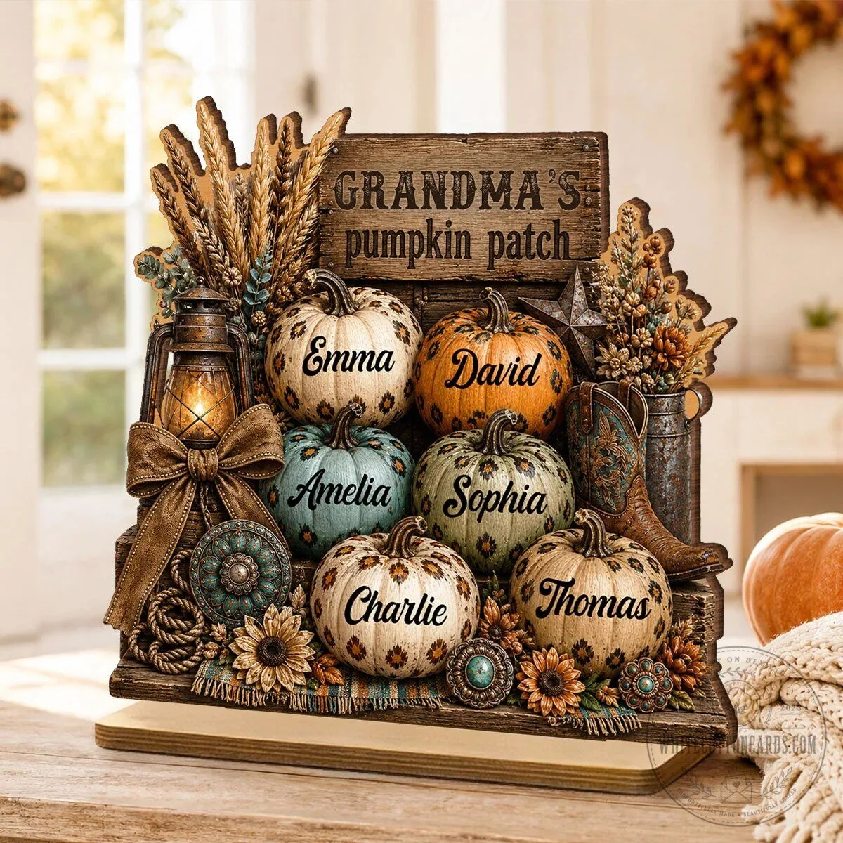 Personalized Grandma's Pumpkin Patch Fall Family Name Wooden Plaque Sign 18 Personalized Grandma