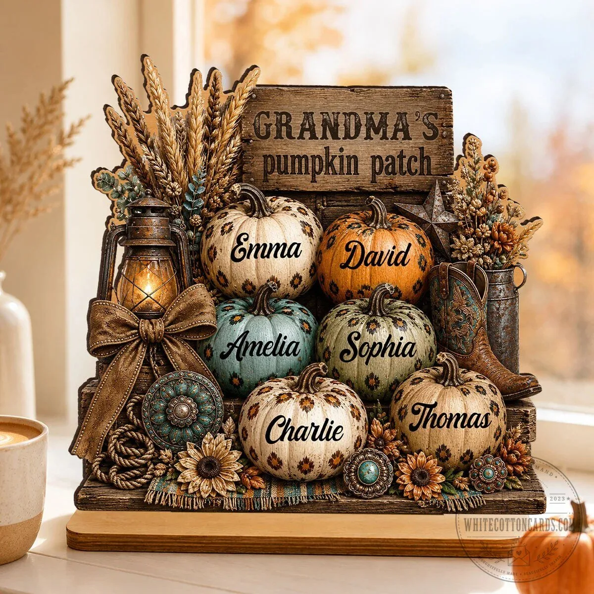 Personalized Grandma's Pumpkin Patch Fall Family Name Wooden Plaque Sign 19 Personalized Grandma