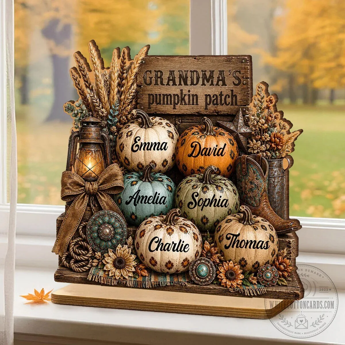 Personalized Grandma's Pumpkin Patch Fall Family Name Wooden Plaque Sign 20 Personalized Grandma