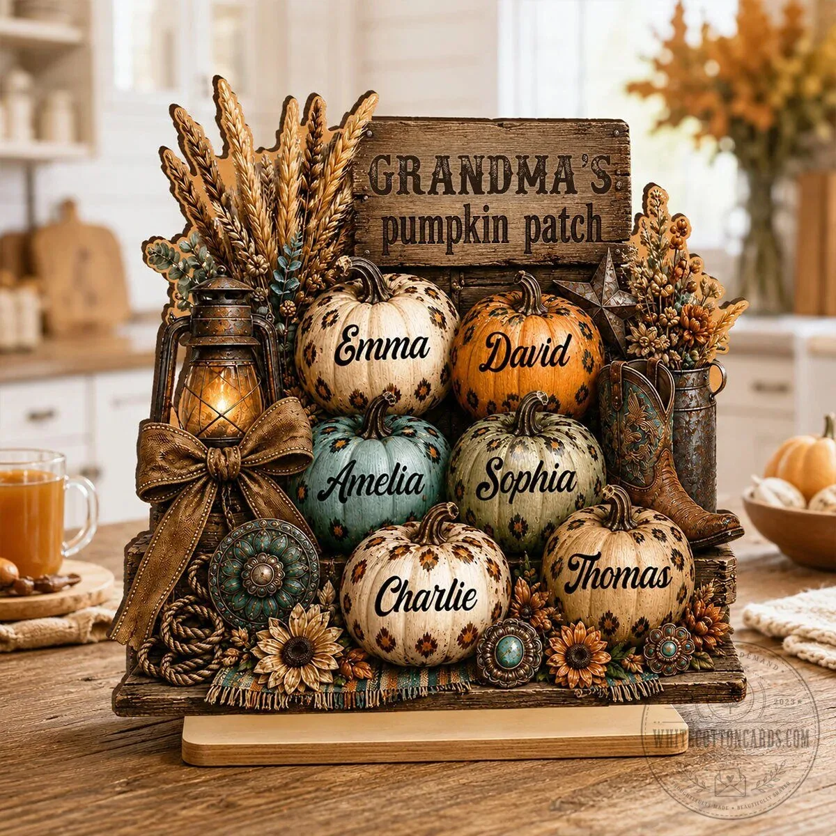 Personalized Grandma's Pumpkin Patch Fall Family Name Wooden Plaque Sign 21 Personalized Grandma