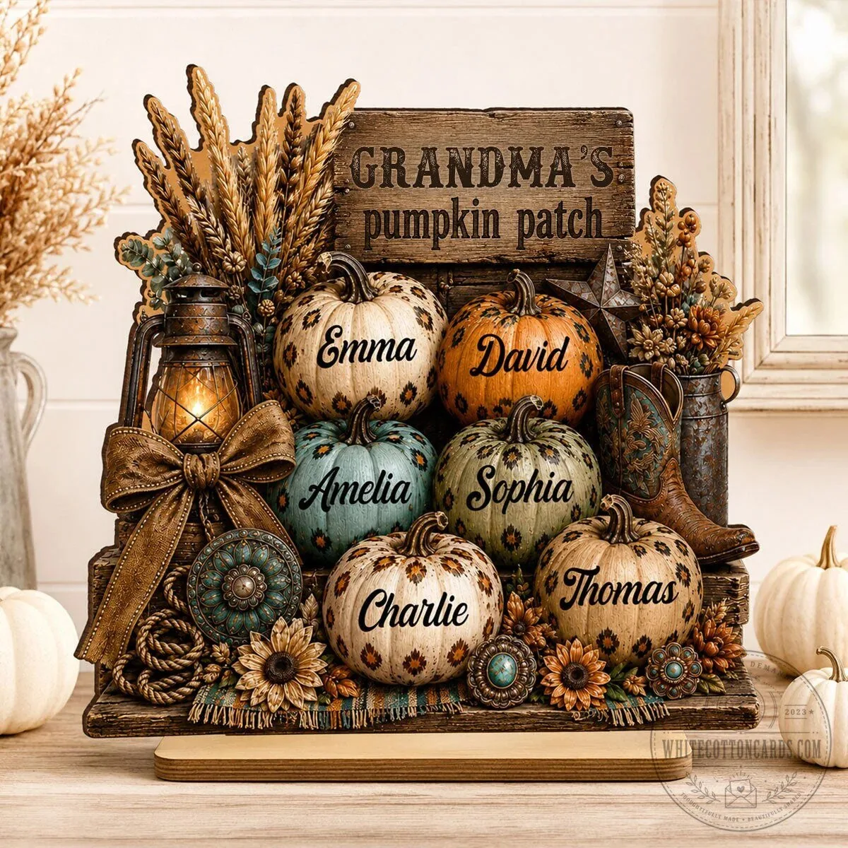 Personalized Grandma's Pumpkin Patch Fall Family Name Wooden Plaque Sign 22 Personalized Grandma