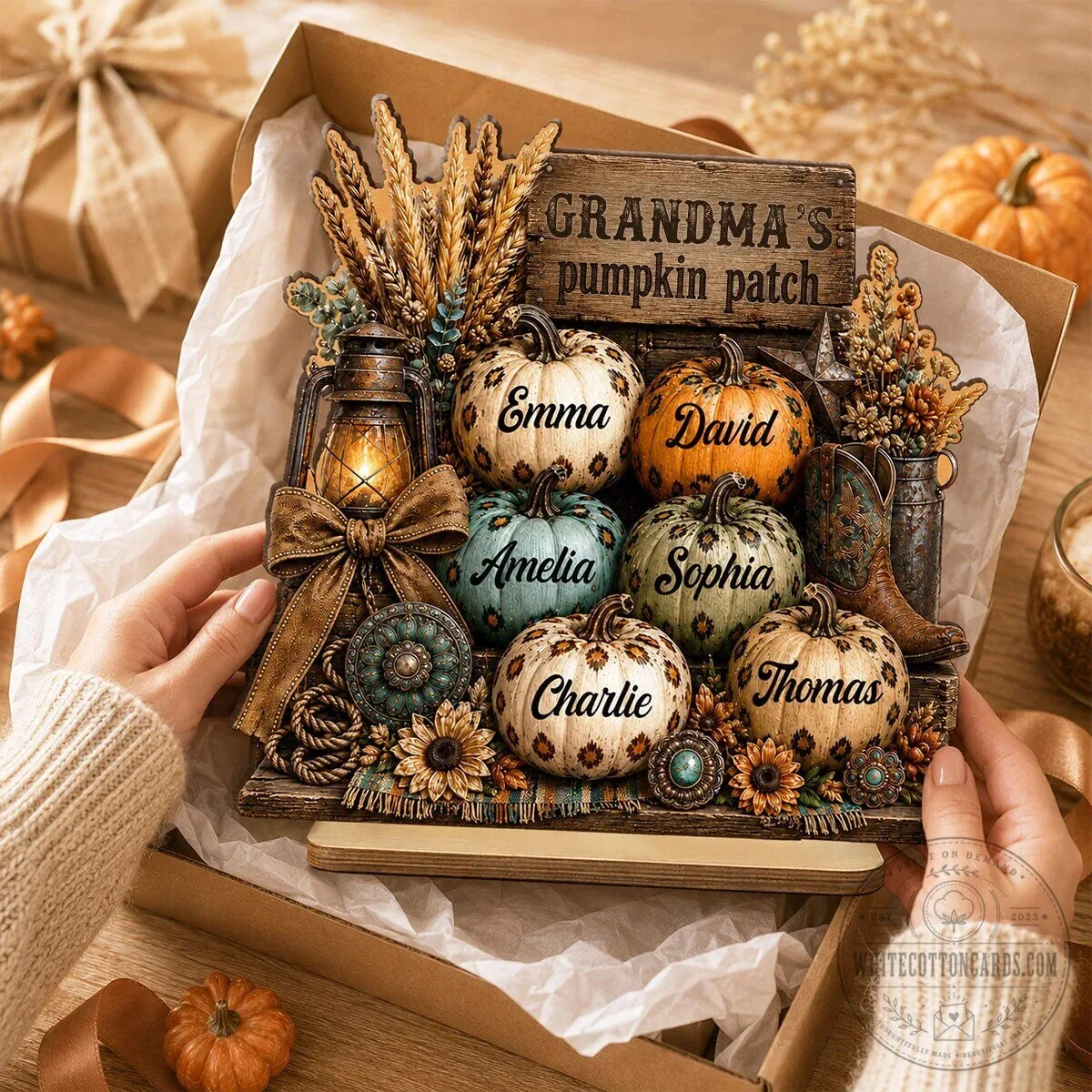 Personalized Grandma's Pumpkin Patch Fall Family Name Wooden Plaque Sign 23 Personalized Grandma