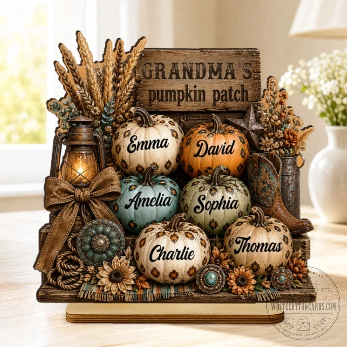 Personalized Grandma's Pumpkin Patch Fall Family Name Wooden Plaque Sign 24 Personalized Grandma