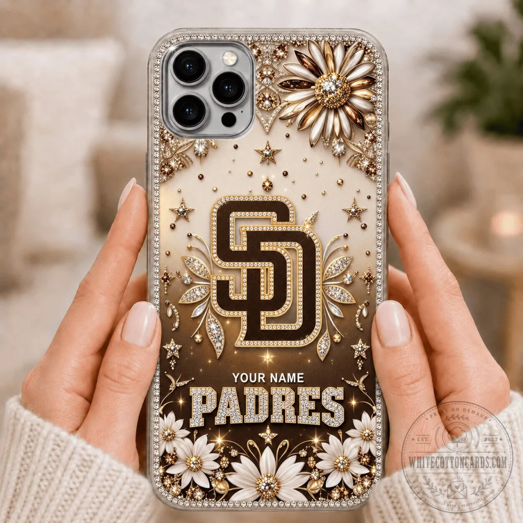 San Diego Padres Baseball Team Personalized Phone Case with Custom Name San Diego Padres Baseball Team Personalized Phone Case with Custom Name
