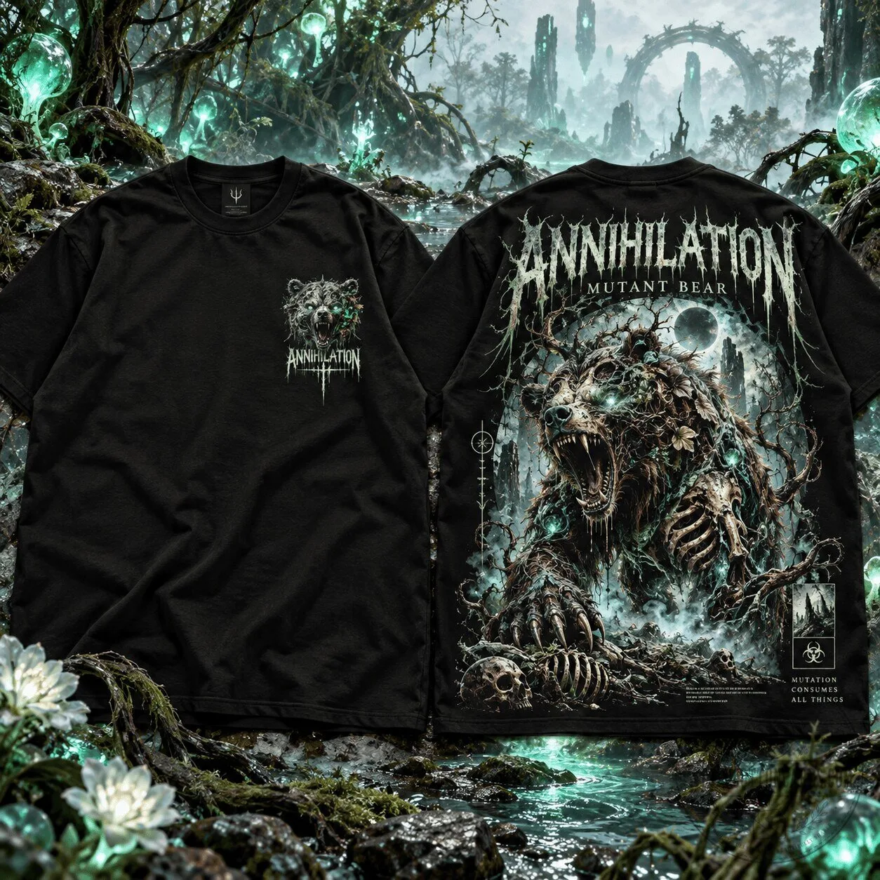Annihilation Mutant Bear Cosmic Horror Movie Fan Black Graphic T-Shirt 1 Annihilation Mutant Bear Cosmic Horror Movie Fan Black Graphic T-Shirt