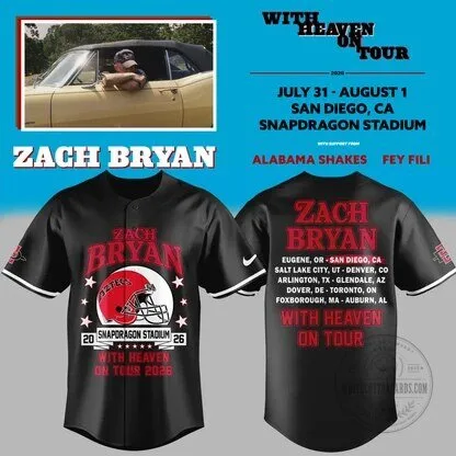 Zach Bryan Snapdragon Stadium San Diego Concert Baseball Jersey With Heaven On Tour 2 Zach Bryan Snapdragon Stadium San Diego Concert Baseball Jersey With Heaven On Tour