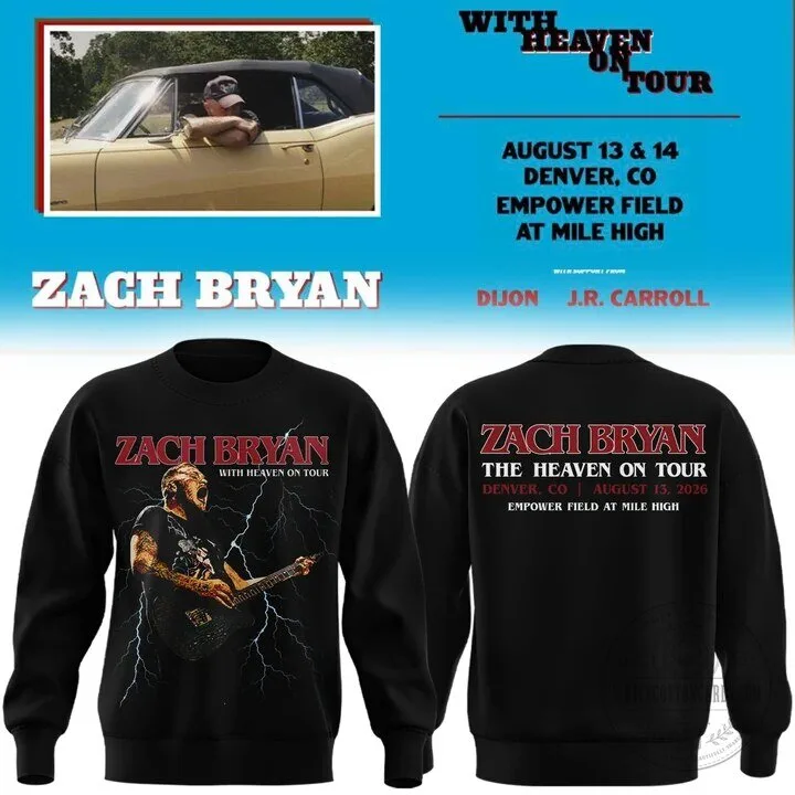 Denver Concert Sweatshirt for Zach Bryan's The Heaven On Tour