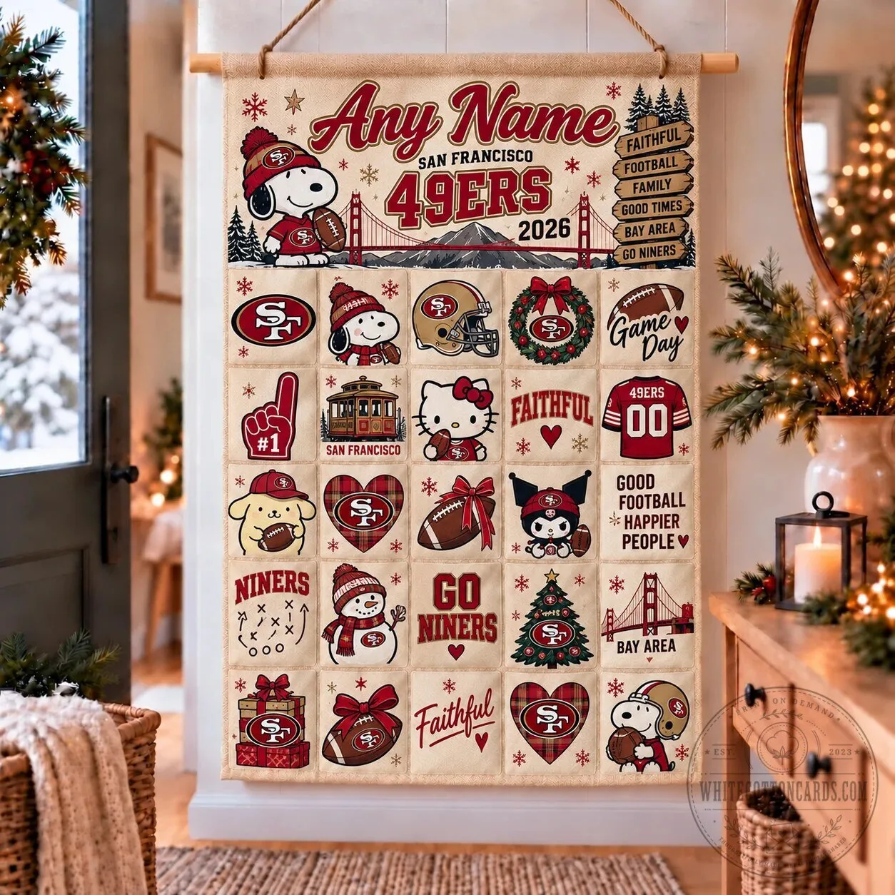 San Francisco 49ers Christmas Advent Calendar Wall Hanging Decor