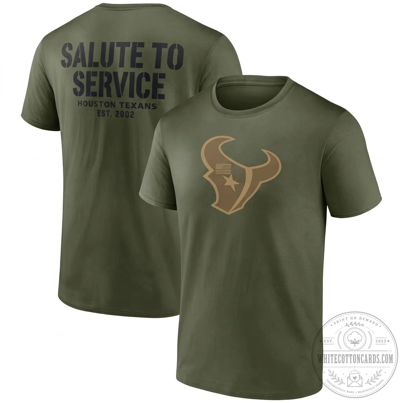 Houston Texans Salute To Service Military Green Football T-Shirt 10 Houston Texans Salute To Service Military Green Football T-Shirt