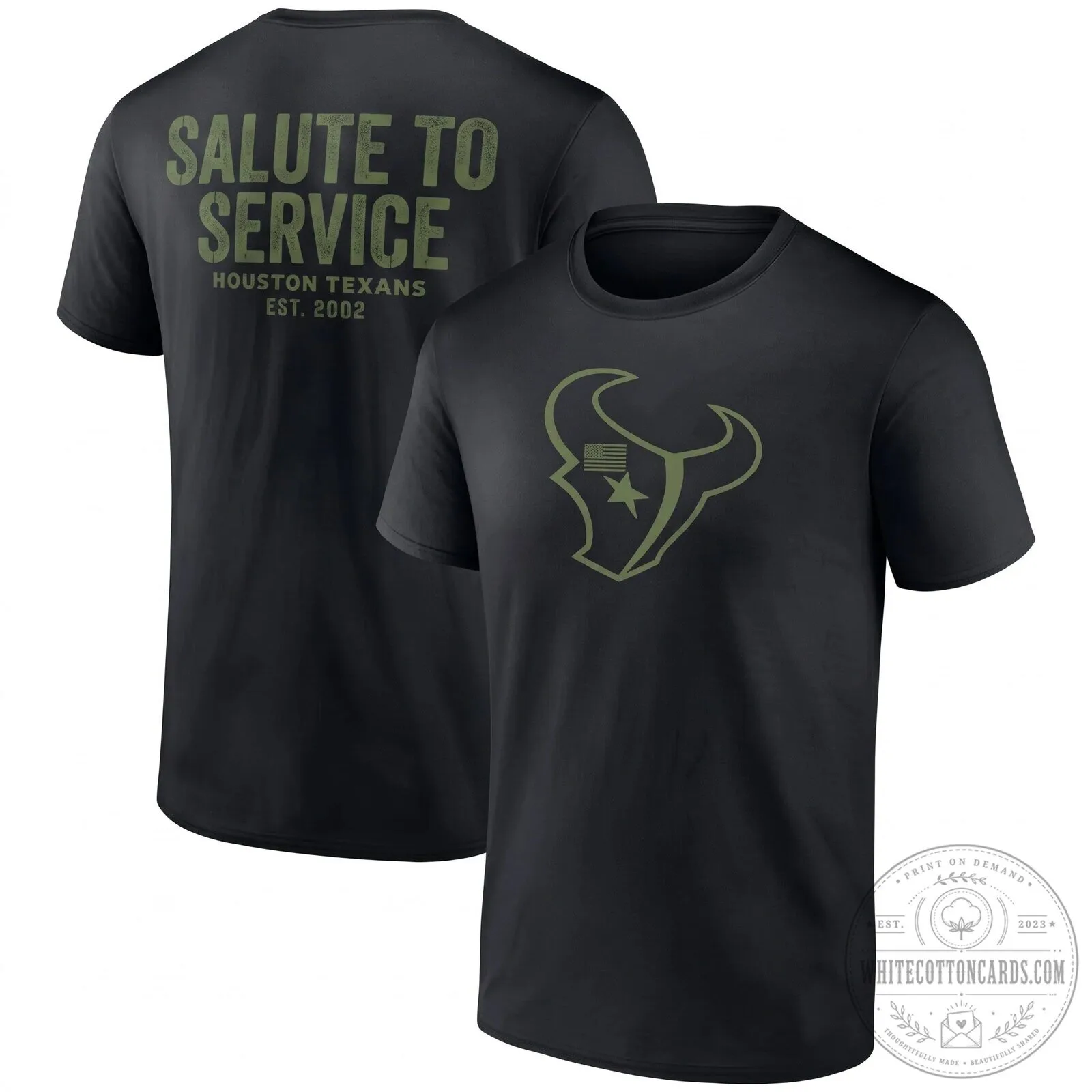 Houston Texans Salute To Service Military Green Football T-Shirt 11 Houston Texans Salute To Service Military Green Football T-Shirt