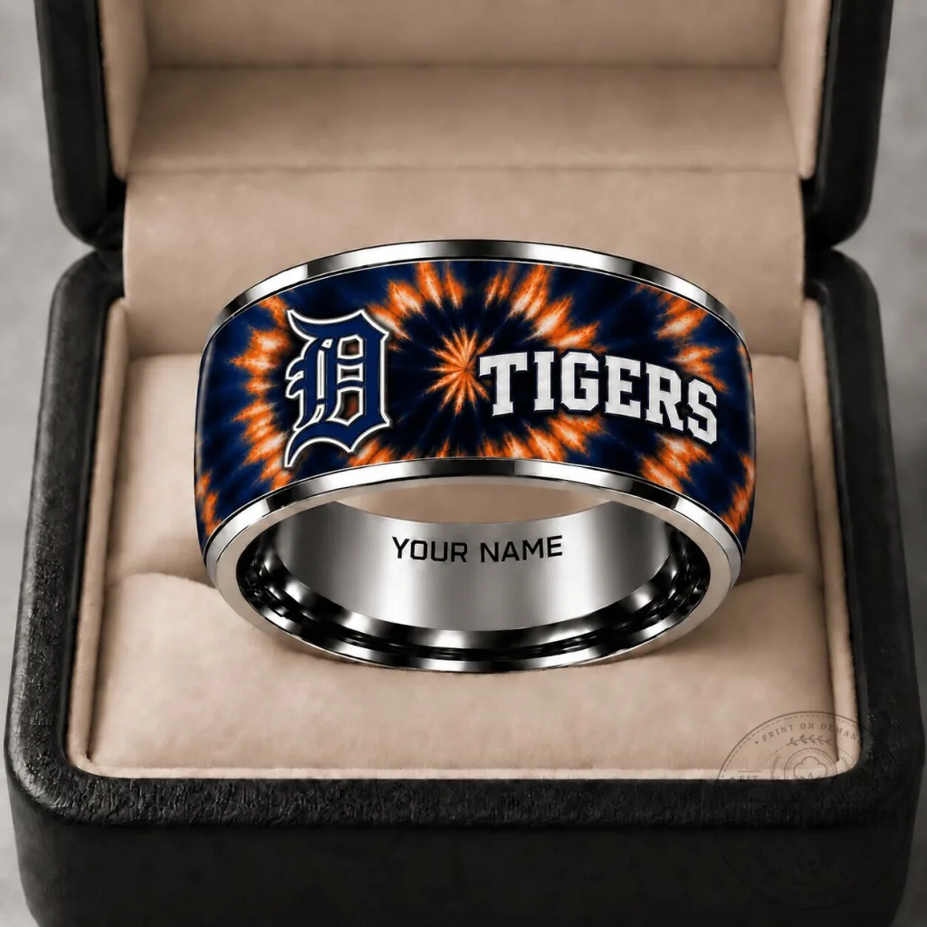 Detroit Tigers Tie Dye Pattern Stainless Steel Ring Detroit Tigers Tie Dye Pattern Stainless Steel Ring