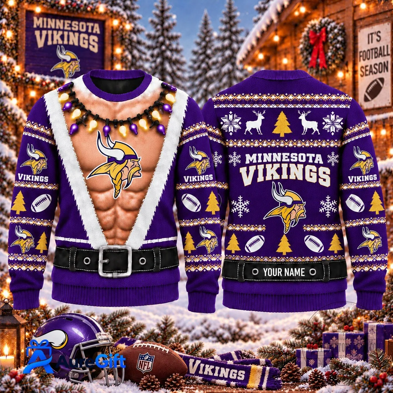 Minnesota Vikings NFL Christmas Kickoff Personalized Ugly Sweater 1 Minnesota Vikings NFL Christmas Kickoff Personalized Ugly Sweater