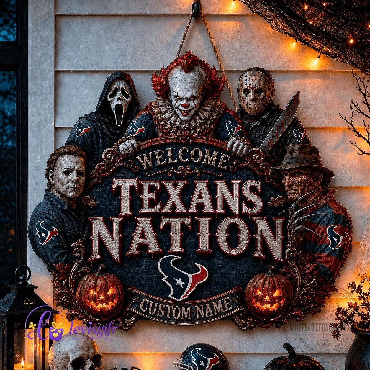Houston Football Texans Nation Halloween Horror Movie Metal Sign