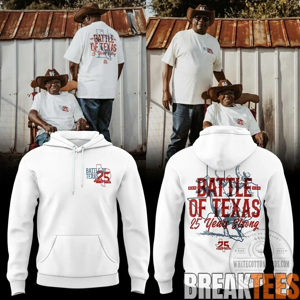 Houston Texans Battle of Texas 25 Years Strong Football Fan Hoodie