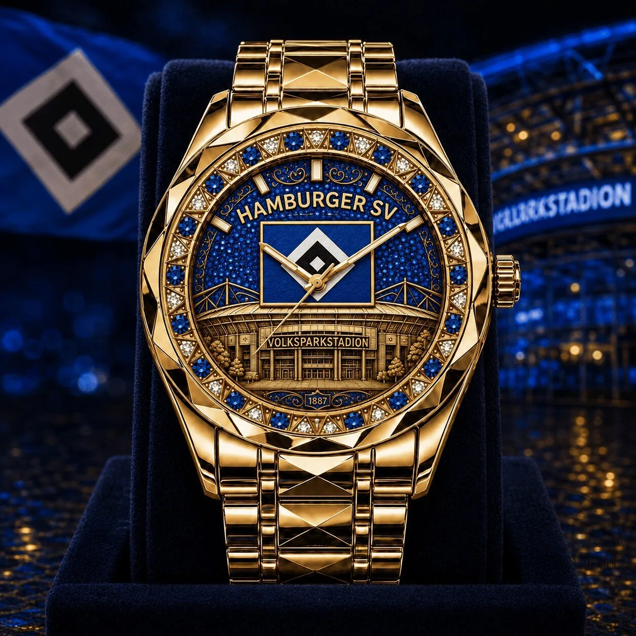 Hamburger SV Bundesliga Volksparkstadion Gold Tone Men's Wrist Watch 2 Hamburger SV Bundesliga Volksparkstadion Gold Tone Men's Wrist Watch