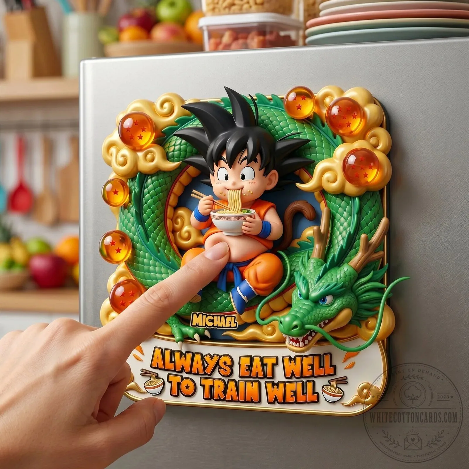 Dragon Ball Z Goku Eating Noodles Shenron Refrigerator Magnet