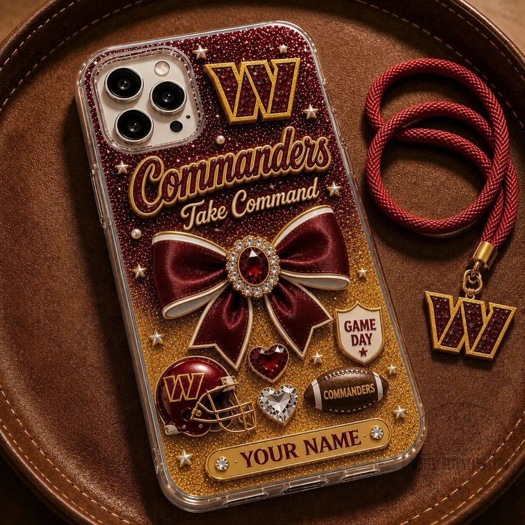 Washington Commanders Football Team Glitter Phone Case Custom Name Gift Washington Commanders Football Team Glitter Phone Case Custom Name Gift