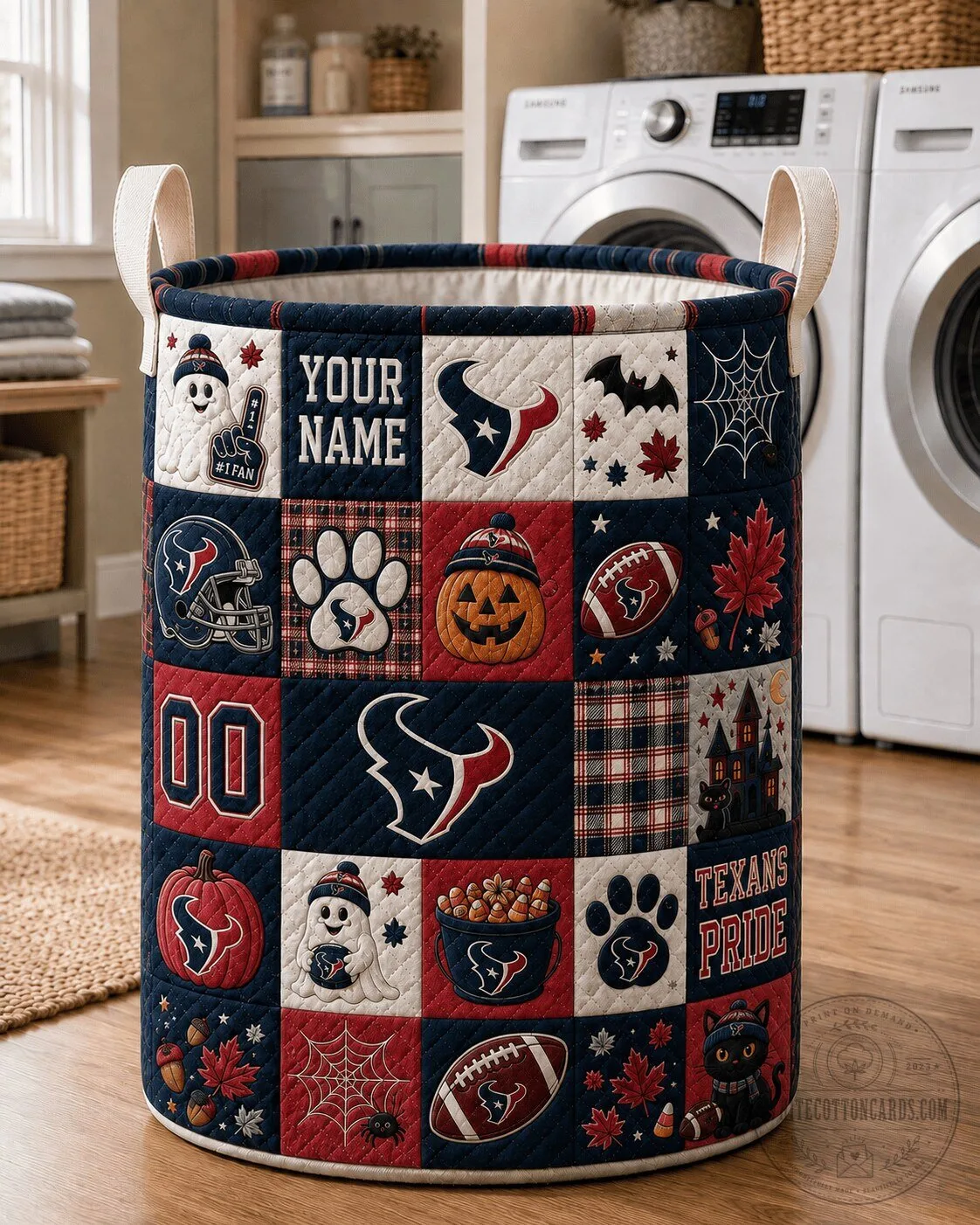 Houston Texans Personalized Halloween Quilted Laundry Basket