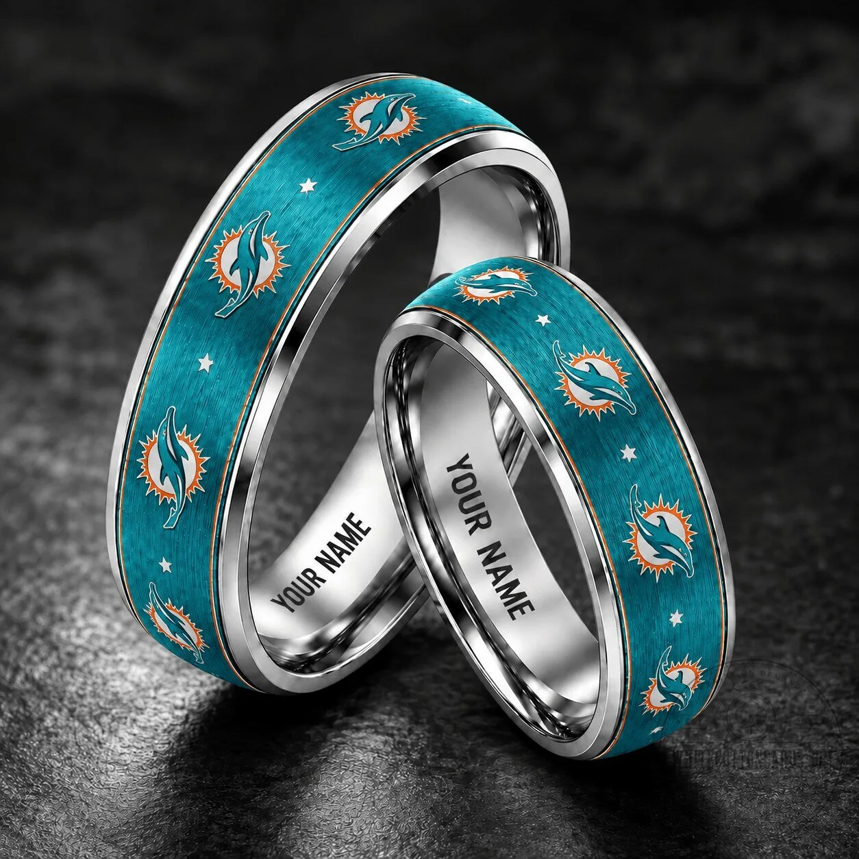 Miami Dolphins Personalized Silver Tungsten Ring NFL Football Fan Gift 1 Miami Dolphins Personalized Silver Tungsten Ring NFL Football Fan Gift