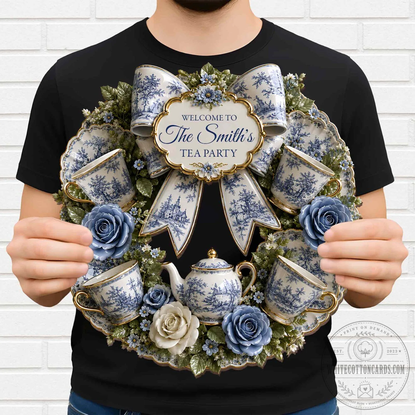 Personalized Welcome To The Smith's Tea Party Decorative Wreath Door Sign 17 Personalized Welcome To The Smith