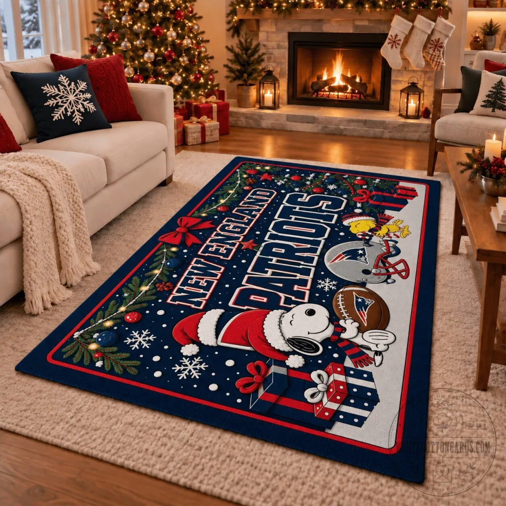 New England Patriots Snoopy Christmas Holiday Area Rug New England Patriots Snoopy Christmas Holiday Area Rug