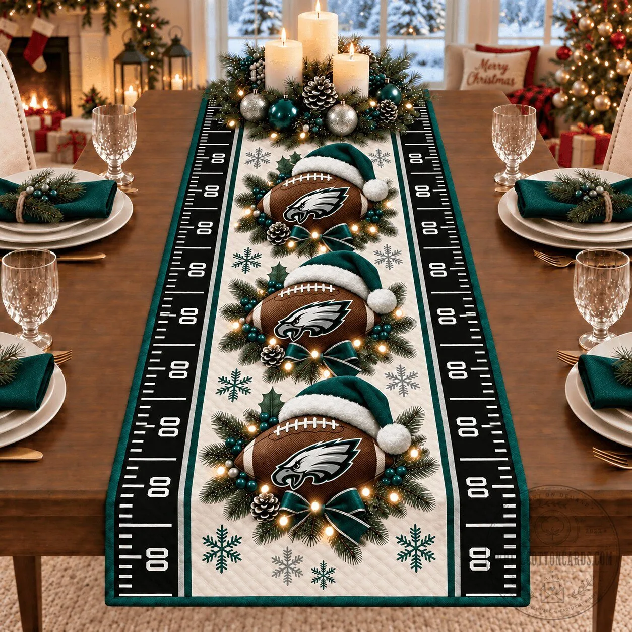 Philadelphia Eagles Christmas Football Field Table Runner 1 Philadelphia Eagles Christmas Football Field Table Runner