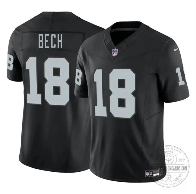 Las Vegas Raiders Jack Bech Number 18 Black Football Jersey