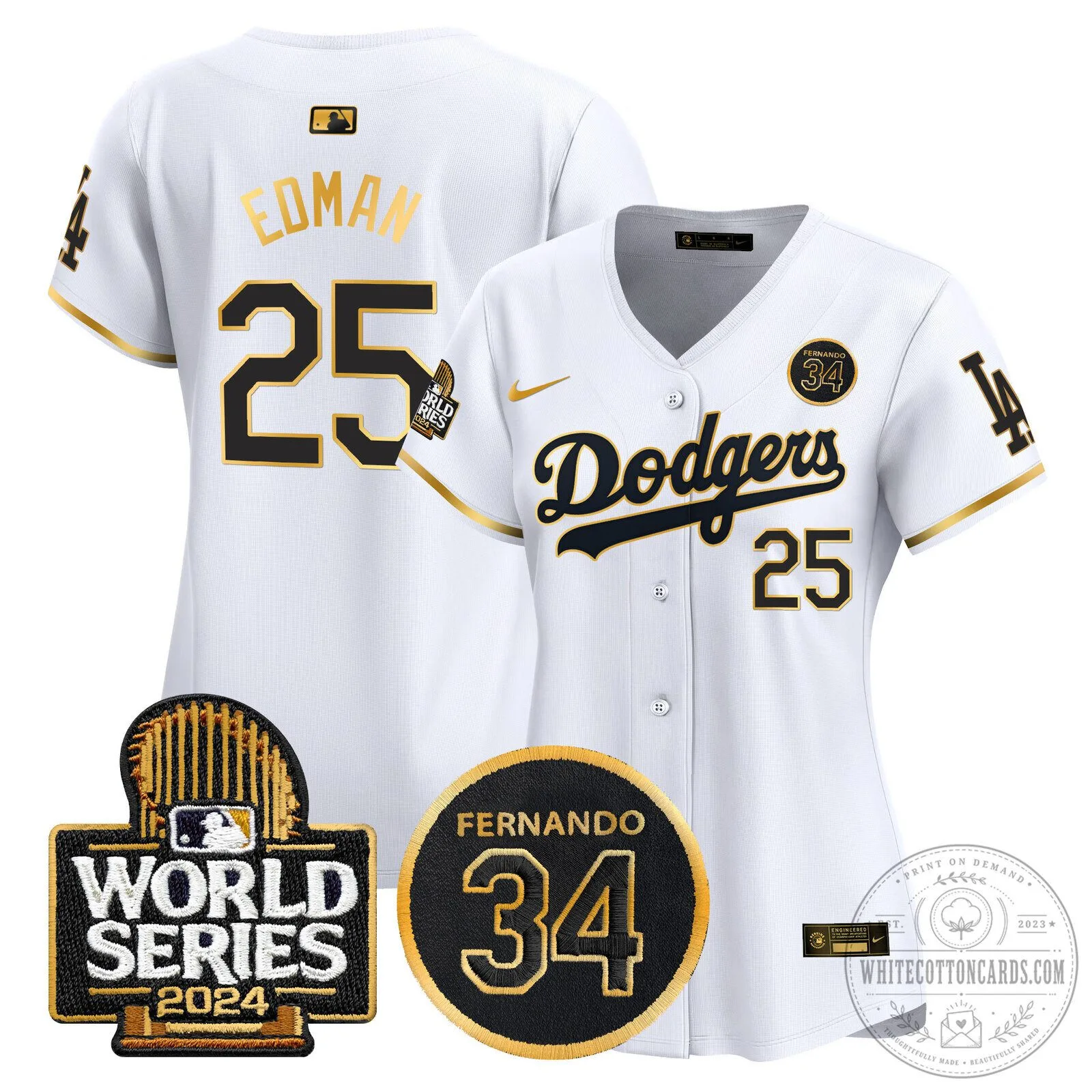 Dodgers Fernando Valenzuela Memorial 2024 World Series Patch Baseball Jersey 72 Dodgers Fernando Valenzuela Memorial 2024 World Series Patch Baseball Jersey