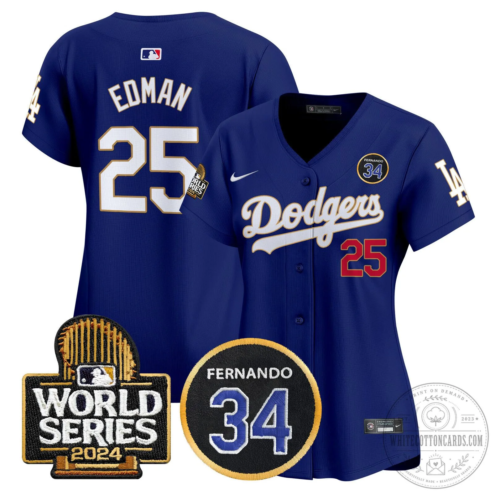 Dodgers Fernando Valenzuela Memorial 2024 World Series Patch Baseball Jersey 92 Dodgers Fernando Valenzuela Memorial 2024 World Series Patch Baseball Jersey