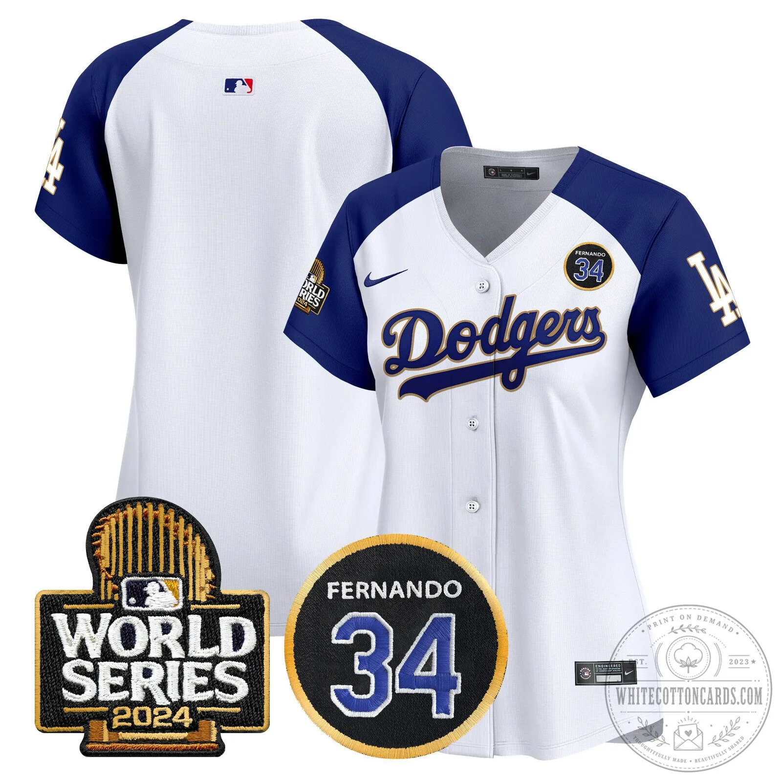 Dodgers Fernando Valenzuela Memorial 2024 World Series Patch Baseball Jersey 103 Dodgers Fernando Valenzuela Memorial 2024 World Series Patch Baseball Jersey