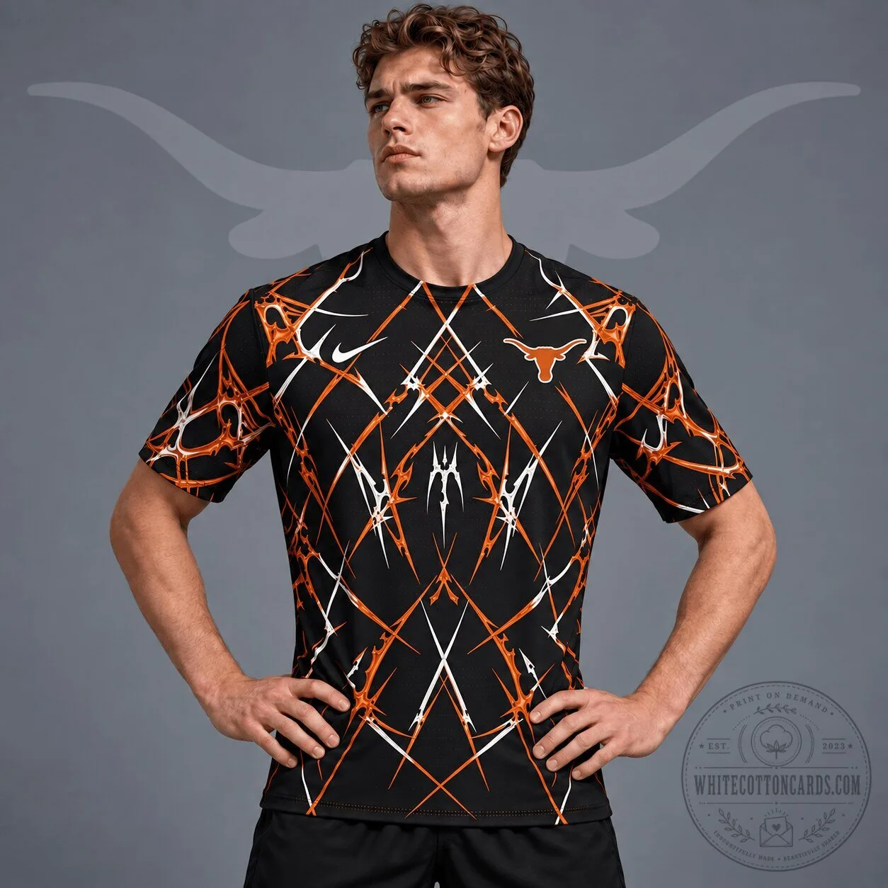 Texas Longhorns Razor Web Performance Crewneck Short Sleeve T-Shirt 2 Texas Longhorns Razor Web Performance Crewneck Short Sleeve T-Shirt