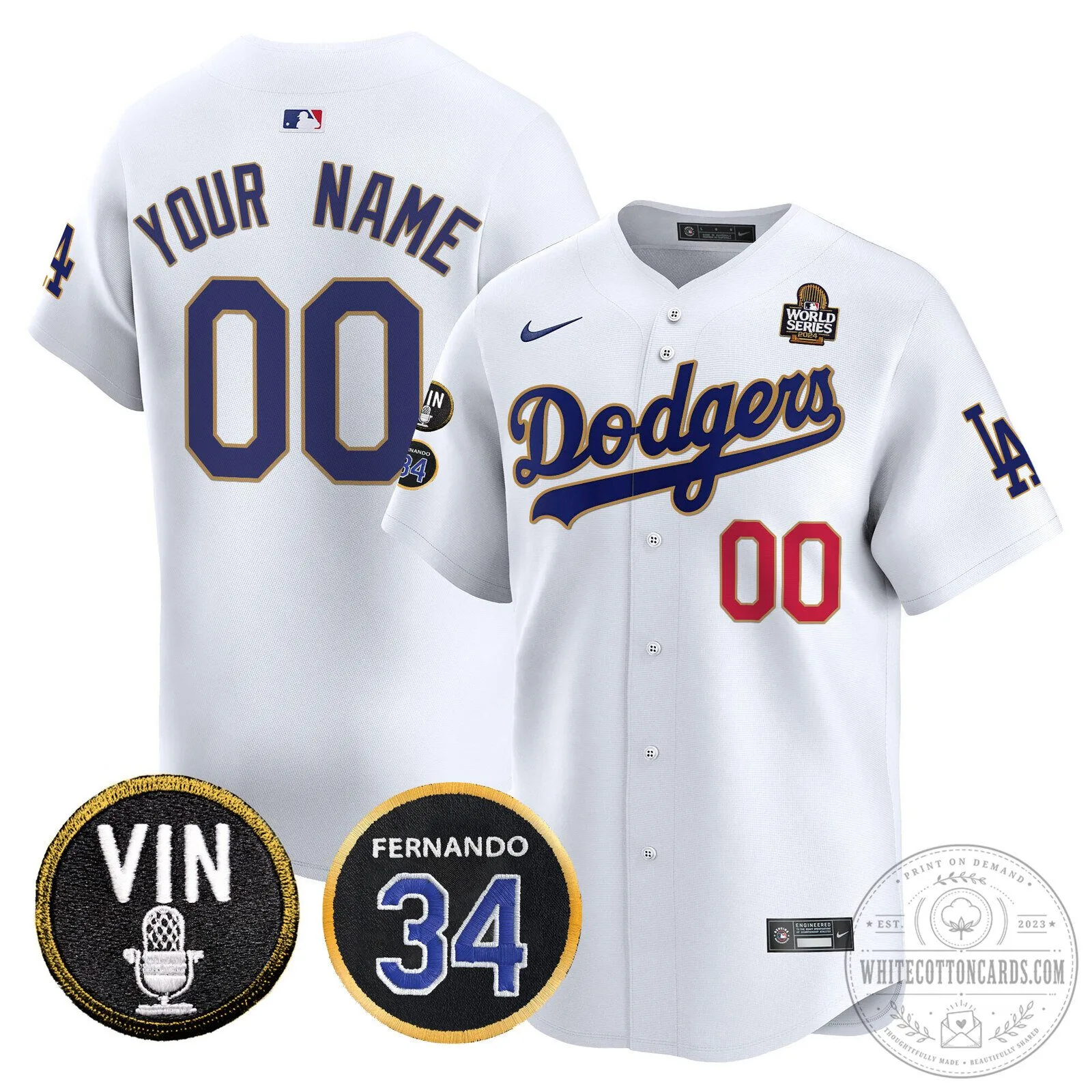 Los Angeles Dodgers 2024 World Series Gold Trim Vapor Premier Limited Custom Baseball Jersey 9 Los Angeles Dodgers 2024 World Series Gold Trim Vapor Premier Limited Custom Baseball Jersey