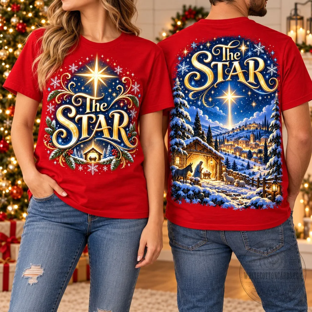 The Star Christmas Journey Holiday Nativity Scene T-Shirt The Star Christmas Journey Holiday Nativity Scene T-Shirt