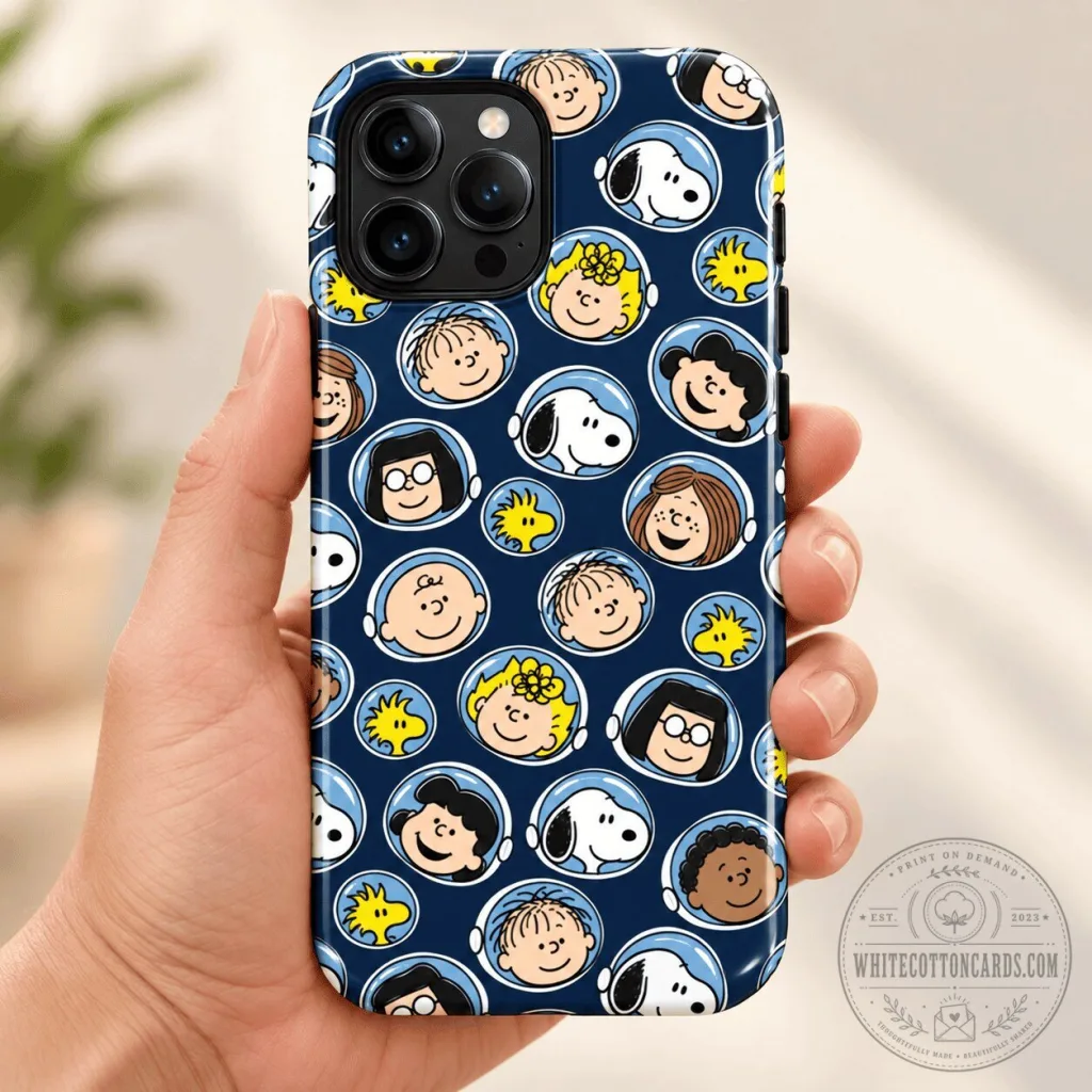 Peanuts Snoopy and Friends Space Pattern Navy Blue Phone Case Peanuts Snoopy and Friends Space Pattern Navy Blue Phone Case
