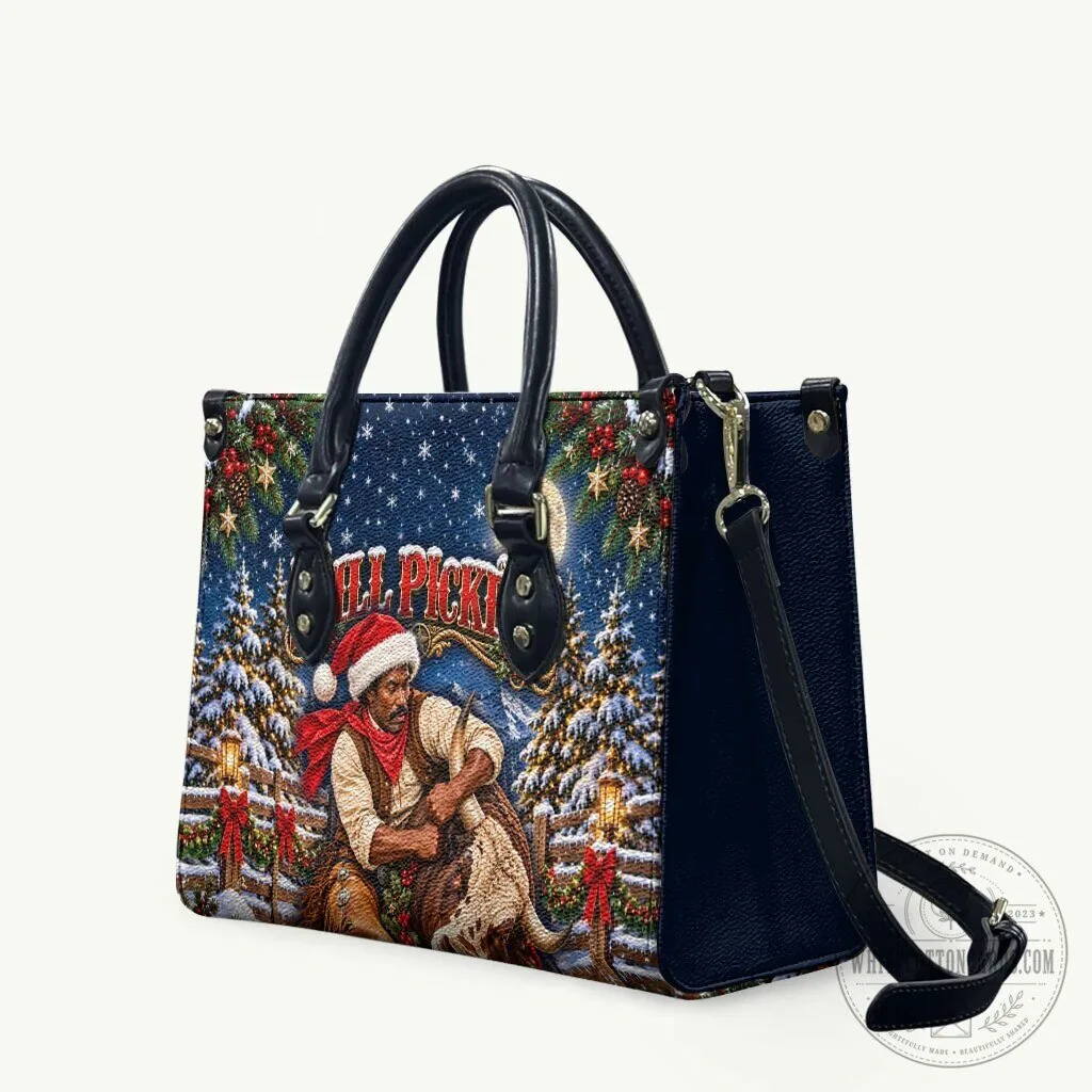 Bill Pickett Christmas Bull Rider Snowy Winter Western Rodeo Night Handbag