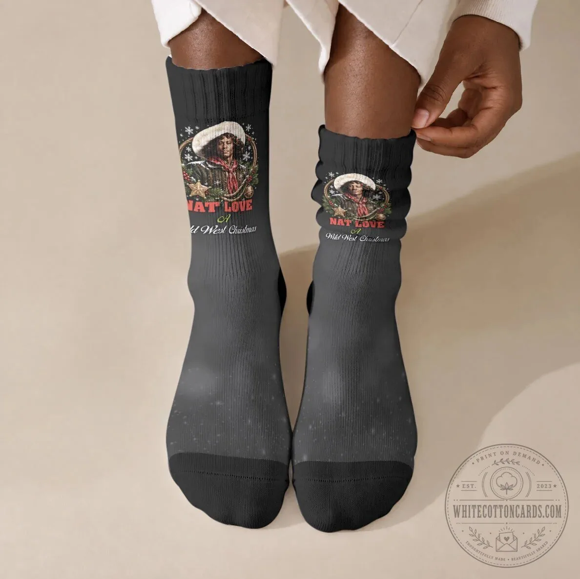 Nat Love Wild West Christmas African American Cowboy Holiday Portrait Socks