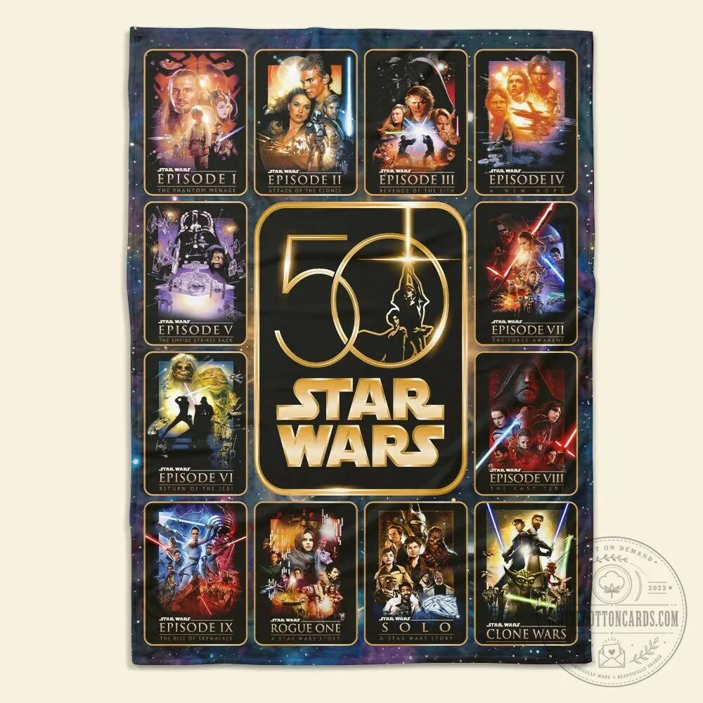 Star Wars 50th Anniversary Movie Posters Collection Fleece Blanket 13 Star Wars 50th Anniversary Movie Posters Collection Fleece Blanket